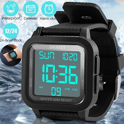 #ad Fashion Men#x27;s Sports Watch LED Large Digital Waterproof Multifunction Wristwatch $10.45