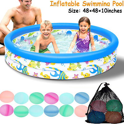 #ad 48quot; Inflatable Swimming Pool Blow Up Family Pool for Kids w 12Pcs Water Balloons $14.01