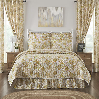 #ad Quilt Dorset Gold Floral Luxury King Farmhouse 120Wx105L Bedding VHC Brands $165.57