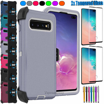 #ad For Samsung Galaxy S10 Plus S10e Case Belt Clip Cover Tempered Glass Protector $12.99