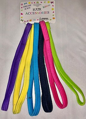 #ad Multicolored Elastic Stretch Sport Headbands NO Metal 6 pack $6.99