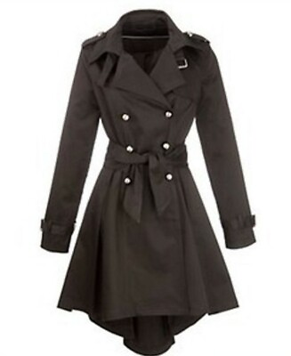 #ad Ladies steampunk coat skirt dress jacket high low black military goth retro blog GBP 175.00
