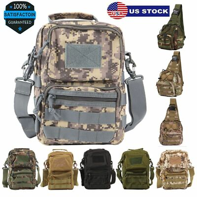 #ad Tactical Military Crossbody Shoulder Bag Chest Pack Camping Hiking Backpack Mens $14.87