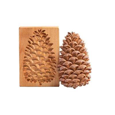 #ad Pinecone Wooden Cookie Mold Kitchen Cookie Cutter Gingerbread Stamp Biscuit Mold $10.99