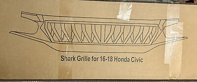 #ad NEW Front Shark Grille for 2016 to 2018 Honda Civic Models Black. Ready 2 Ship $60.00