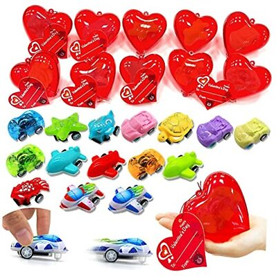 #ad 28 Pack Kids Valentines Toys Cars Party Favors 28 Different Pull Back Car $22.20