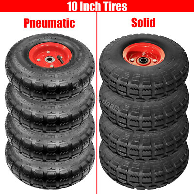 #ad 4 Pack 10#x27;#x27; Tubless Solid Pneumatic Wheels Foam Filled Tire for Gorilla Carts $52.99