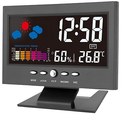 #ad LED Digital Alarm Clock Snooze Calendar Thermometer Hygrometer Weather Display $9.99