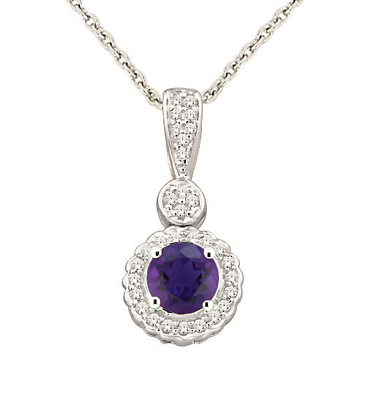 #ad Amethyst and Diamond Pendant 10K Rose White or Yellow Gold February Birthstone $143.93