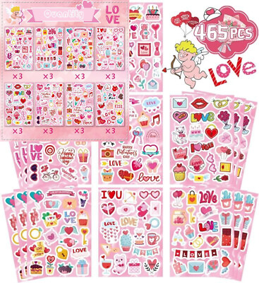 #ad 465PCS Valentine Stickers Valentines for Kids Love Pink $29.10