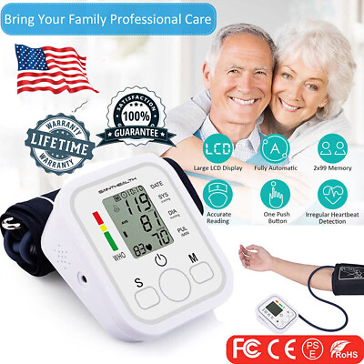 #ad 2024 Digital Automatic Blood Pressure Monitor Upper Arm BP Machine Heart Rate $12.45