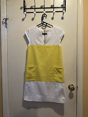 #ad Kate Spade New York Colorblock Shift Dress Size 0 Mustard Yellow White Gold $49.99