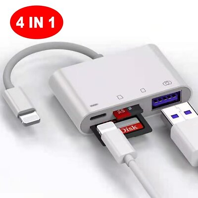 #ad 4in1 USB to Card Reader Adapter USB Camera Micro SD Memory Slot for iPhone iPad $13.39