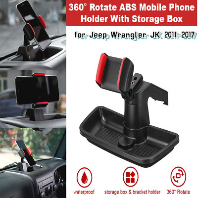 #ad 360° Mount GPS Mobile Phone Holder Storage Box For Jeep Wrangler JK 2011 2017 AU $39.42
