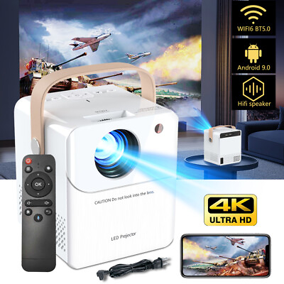 #ad 4K Mini Projector 10000 Lumen LED 1080P WiFi Bluetooth UHD Portable Home Theater $29.99