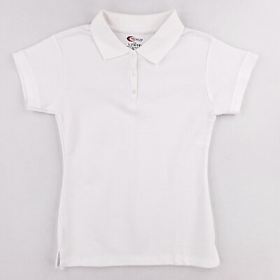 #ad Kids School Uniform Polo Shirt Girls Size S 7 8 White Short Sleeve Collared NWT $8.00