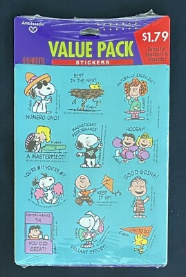#ad Vintage Hallmark Hallmark Cards Inc. Peanuts Stickers 8 Sheets FACTORY SEALED $7.00