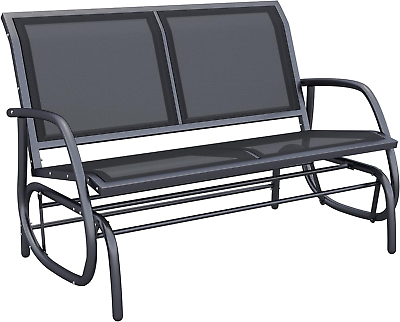 #ad 2 Person Outdoor Glider Bench Patio Double Swing Rocking Chair Loveseat W Powde $129.99
