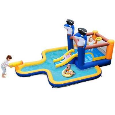 #ad 7 In 1Outdoor Kids Bounce House Water Slide Park Splash Pool Jump Without Blower $238.97