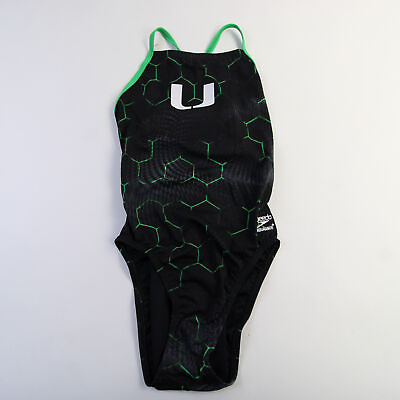 #ad Miami Hurricanes Speedo Swimsuit Women#x27;s Black Green New $24.99