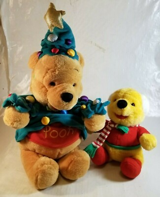 #ad Disney Exclusive Winnie the Pooh Christmas Bear with Hat and Star on Top $27.56