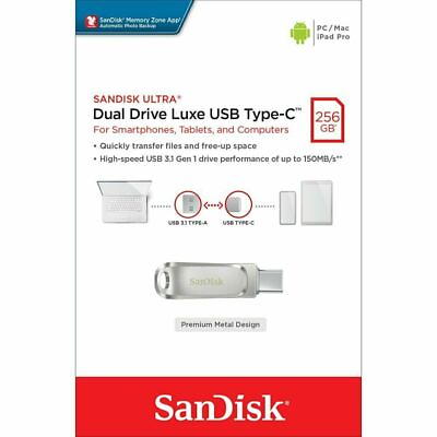 #ad SanDisk 256GB Ultra Dual Drive Luxe USB Type C Flash Drive SDDDC4 256G G46 $24.50