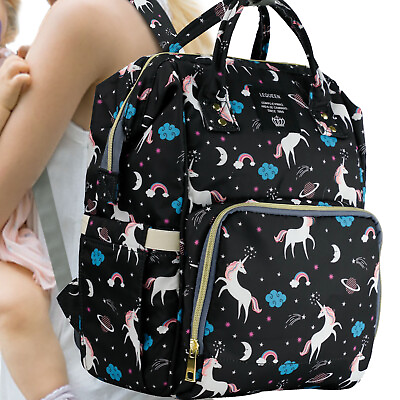 #ad LEQUEEN Baby Nappy Diaper Bag Mummy Maternity Large Capacity Travel Backpack $24.99