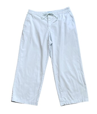 #ad SO Blue SIGRID OLSEN Womens Size 14 Light Blue Cropped Cotton Blend Pants $17.99