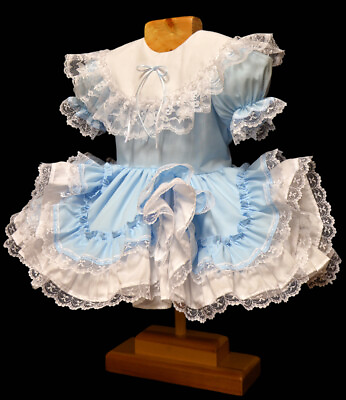 #ad Adult Maid Baby Sissy Girl Blue mini dress Cosplay Costume Tailor made $73.50