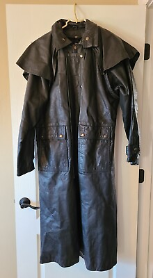 #ad Vintage leather Full Trench jacket men $500.00