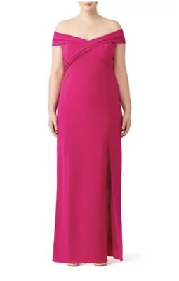 #ad THEIA plus off the shoulder formal gown dress maxi fuchsia pink magenta 16W $199.00