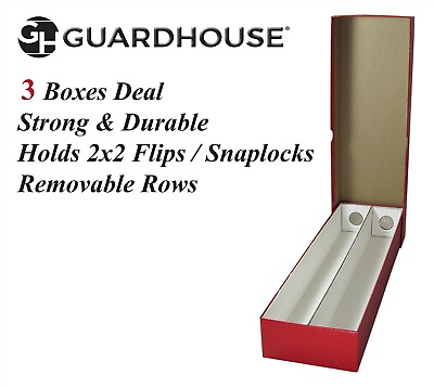 #ad x3 Double Row 2x2 Red Coin Boxes 14quot; Long Durable High Quality Snaplock Storage $32.90