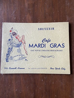 #ad Vintage NYC 1940#x27;s Cafe Mardi Gras Photograph Souvenir Night Club $17.99