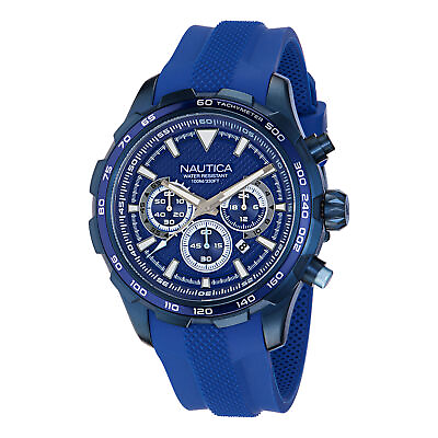 #ad Mens Wristwatch NAUTICA NST NAPNSF305 Chrono Silicone Blue Sub 100mt $218.49