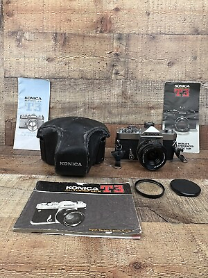 #ad Vintage Konica Autoreflex T 35mm Camera Lense and Case orginal paperwork unteste $79.97