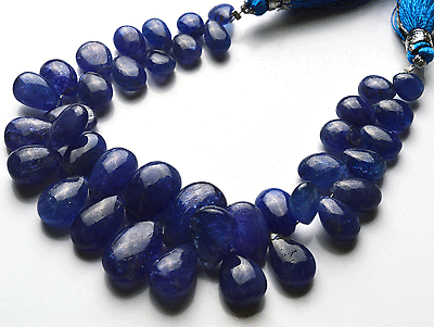#ad 177 CT 6.5quot; AAA NATURAL SUPER TANZANITE SMOOTH PEAR SHAPE BEADS 8 TO 15 MM $158.82