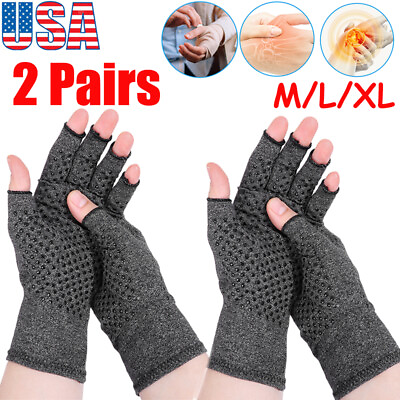 #ad 2Pairs Compression Gloves Arthritis Carpal Tunnel Hand Brace Support Pain Relief $8.99