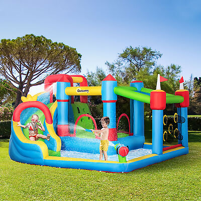 #ad 6 in 1 Inflatable Bounce House Outdoor Toy Inflatable Water Slide for Kids $314.99