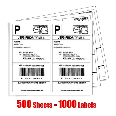 #ad 1000 Half Sheet Shipping Labels 8.5x5.5 Self Adhesive 2 Sheet for All Laser $37.93