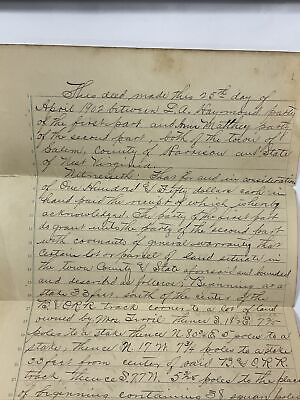 #ad Tyler County West Virginia 1902 Vintage Property Deed $150.00 for Land $36.56