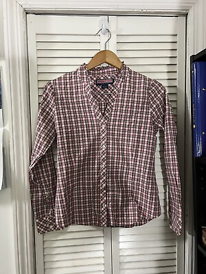 #ad Vineyard Vines Button Down Plaid Shirt With Gold Metallic Accents Size 4 $10.00
