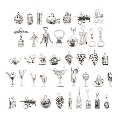 #ad 84Pcs Mixed Vintage Charms for Jewelry Making Silver $12.11