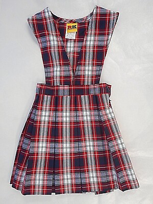 #ad Girls R K Red White amp; Blue Plaid V Slit Uniform Dress Reg. amp; 1 2 Sizes 3 16 1 2 $16.00