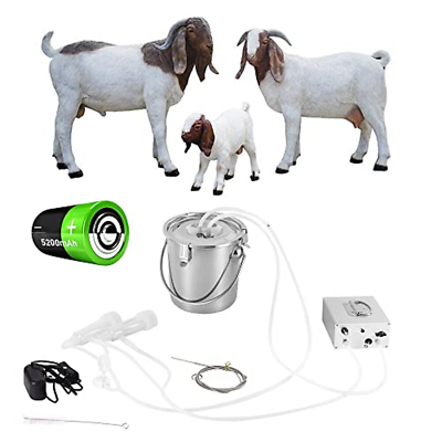#ad Automatic Rechargeable Goat Milker 3L Pulsating Vacuum Pump 2 Teat Cups $198.29