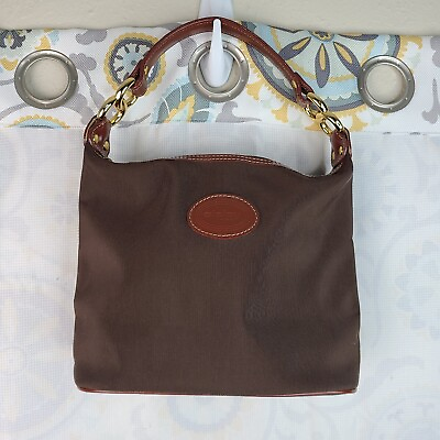 #ad Sisley Paris Brown Fabric amp; Leather Top Handle Bag $29.99
