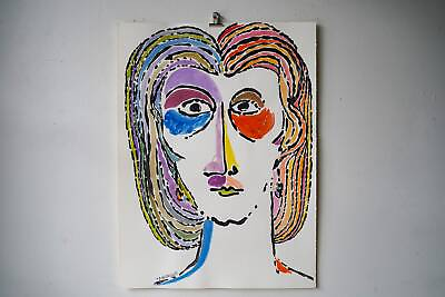 #ad Vintage Drawing Abstract Contemporary Modern Portrait by E.J. Hartmann $165.00