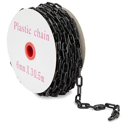#ad 100 Feet Plastic Chain Links Privacy Safety Barrier for Fence 1.5 In Black $26.59