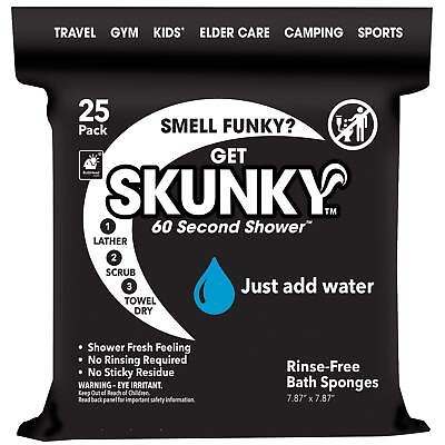 #ad Skunky No Rinse Bathing Wipes Cleans Without a Shower Fast amp; Easy 25 Count $19.99