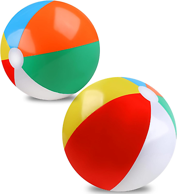 #ad 2 Pack Beach Balls 20 Inch Beach Balls for Kids Rainbow Color Pool Toys Pool B $11.88
