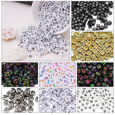 #ad Alphabet Letter Beads Mixed Colour A Z Kids Making DIY Jewellery Party Gift GBP 15.69